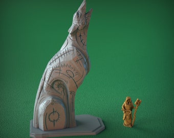 Statues of Mystic Wolf Ver 3 DnD Miniature Terrain for Dungeons and Dragons, D&D, D and D, Wargaming, Tabletop, Gifts