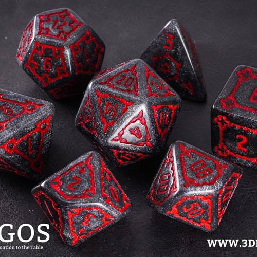 Fire Giant Red 7 Dice Set RPG Polyhedral DND Dungeons Dragons Pathfinder d20 