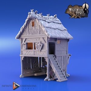 DnD Miniature Terrain Wightwood Abbey Thatched Storehouse, Dungeons and Dragons, D&D, Pathfinder,, Wargaming, 28mm, 15mm, 32mm