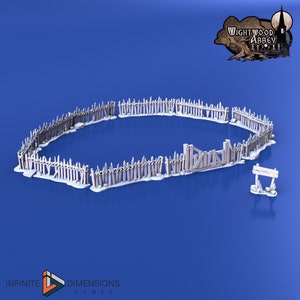 DnD Miniature Terrain Wooden Fencing, Dungeons and Dragons, D&D, Pathfinder,  40k, 28mm. 32mm, 15mm