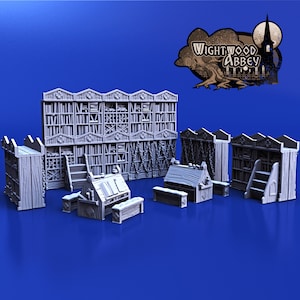 Wightwood Abbey Scriptorium Furnishings Set DnD Miniature Terrain Dungeons and Dragons, D&D, Pathfinder, Wargaming, 28mm 32mm