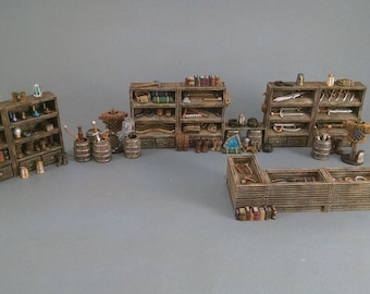 General Store Shelf Modular DnD Miniature Terrain, Dungeons and Dragons, D&D, Wargaming, Pathfinder, Tabletop, 28mm Scatter