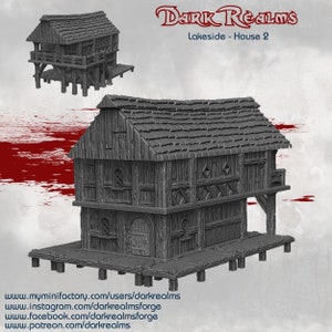 Dark Realms Lakeside House  DnD Miniature Terrain for Dungeons and Dragons, D&D, D and D, Wargaming, Tabletop, Pathfinder