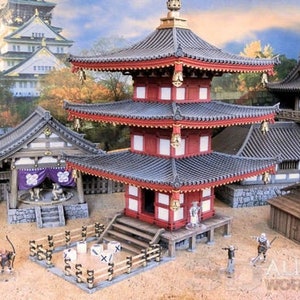 Giappone Samurai Samurai Dicetower Pagoda DnD Terreno di Wargaming in miniatura per Dungeons and Dragons, D&D, da tavolo, 28mm