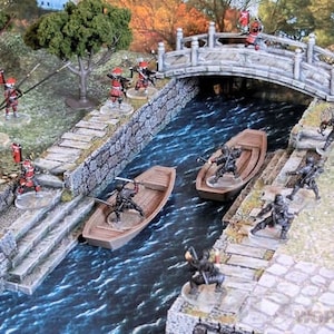 Japan Samurai Canal Set DnD Miniature Wargaming Terrain for Dungeons and Dragons, D&D, Pathfinder, Tabletop, 28mm, Gifts