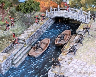 Japan Samurai Canal Set DnD Miniature Wargaming Terrain for Dungeons and Dragons, D&D, Pathfinder, Tabletop, 28mm, Gifts