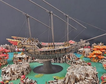 DnD Terrain Flying Dhow - Dwarves, Elves and Demons | 28mm Miniature  D&D Tabletop Pathfinder