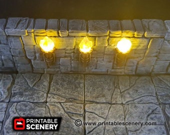 Fackelwand OpenLock Dungeon Tiles DnD Miniatur Terrain, Dungeons and Dragons, D & D, Pathfinder, Scatter, Wargaming, Tabletop
