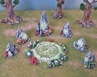 DnD Terrain Faerie Circle - Fantasy Goblin Dwarve Elves and Demons | 28mm 32mm 15mm Miniature Wargaming Pathfinder D&D Tabletop