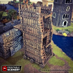 Dwarves, Elves and Demons - DnD Terrain Plague Siege Tower | DnD 28mm Miniature   D&D Tabletop Pathfinder