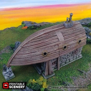 DnD Terrain Boathouse Ship - Fantasy Dwarves Elves and Demons | 28mm 32mm 15mm Miniature  Pathfinder D&D Tabletop