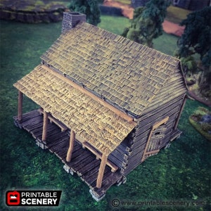 DnD Terrain The Log Cabin - Miniature   Pathfinder D&D Tabletop 28mm 32mm 15mm | Fantasy Dwarves Elves and Demons
