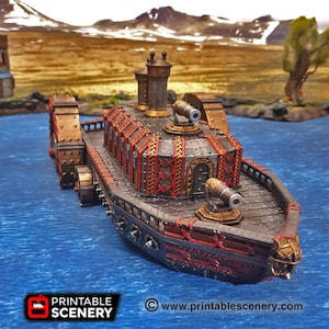 DnD Terrain Dwarf Dwarven Steam Ironclad Ship | DnD D&D 28mm Miniature Terrain  Tabletop Miniatures Pathfinder