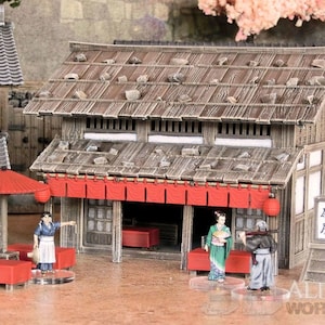 Japan Samurai Tea Shop Set DnD Miniature Wargaming Terrain for Dungeons and Dragons, D&D, Pathfinder, Tabletop, 28mm, Gifts