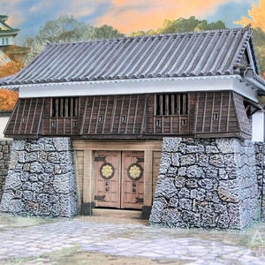 Japan Samurai Castle Gate Tower Set DnD Miniature Wargaming Terrain for Dungeons and Dragons, D&D,  Pathfinder, Tabletop, 28mm