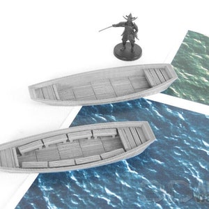Japan Samurai Canal punt boat DnD Miniature Wargaming Terrain for Dungeons and Dragons, D&D, Pathfinder, Tabletop, 28mm, Gifts