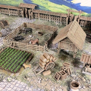 Samurai Farmyard Set DnD Miniature Wargaming Terrain for Dungeons and Dragons, D&D,  Tabletop, 28mm