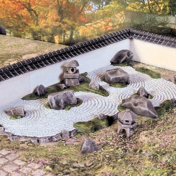 Jardin zen des samouraïs japonais, terrain de jeux de guerre miniature D&D pour donjons et dragons, D&D, Pathfinder, de table, 28 mm, cadeaux