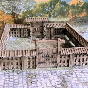 Japan Samurai Wooden Wall Set DnD Miniature Wargaming Terrain for Dungeons and Dragons, D&D,  Pathfinder, Tabletop, 28mm Gifts