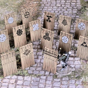 Japan Samurai Pavises DnD Miniature Wargaming Terrain for Dungeons and Dragons, D&D, Pathfinder, Tabletop, 28mm Gifts