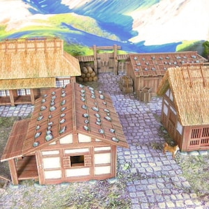 Japan- Samurai Farmhouses DnD Miniature Wargaming Terrain for Dungeons and Dragons, D&D, Pathfinder, Tabletop, 28mm, Gifts