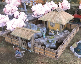 Zestaw Samurai Teahouse DnD Miniature Wargaming Teren do Dungeons and Dragons, D&D, Pathfinder, Stołowy, 28 mm, 32 mm, Prezenty