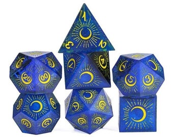 Night of the Moon DnD Sharp Dice Set for Dungeons and Dragons Dice, D&D, Pathfinder,  D20 Polyhedral Resin Dice, Fit in Dice Box, Tower