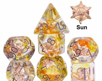 Solar Knight DnD Dice Set for Dungeons and Dragons, D&D, Pathfinder,  D20 Polyhedral Resin Dice, Fit in Dice Box, Tower