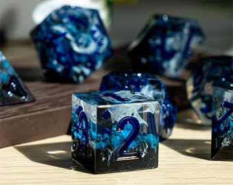 Evil Dark Winter Sharp Dice Set for Dungeons and Dragons, D&D, Pathfinder,  D20, Polyhedral, Dice,  Gifts