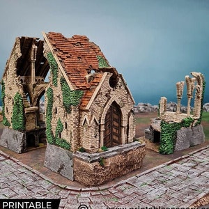 Ruined Nave And Chancel DnD Terrain for Dungeons and Dragons Terrain, D&D, D and D, Pathfinder, Miniature, Dungeons and Dragons Gifts