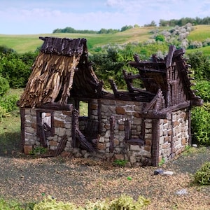 Ruined Norman Stone Barn DnD Terrain for Dungeons and Dragons Terrain, D&D, D and D, Pathfinder, Miniature, Dungeons and Dragons Gifts