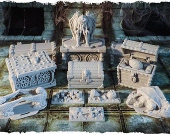 Cofres del tesoro Set DnD Terreno en miniatura 15mm 28mm 32mm / D&D, Mazmorras y Dragones, Conquistador, Wargaming, Mesa, Dados