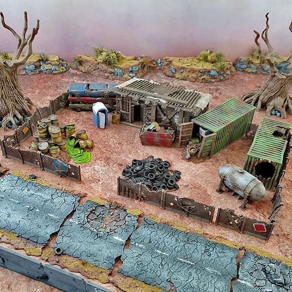 Scrapyard para Wasteworld Terrain, Gaslands, DnD, D&D, Dungeons and Dragons, Pathfinder, Star Wars Legion, 28mm, 20mm