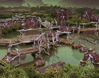 Gloaming Swamp Walkways Set DnD Terrain, Dungeons and Dragons Terrain, D&D, D and D, Pathfinder, DnD Miniature Terrain