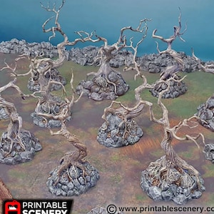 Shadowfey Evil Contorted Trees DnD Miniature Terrain for Dungeons and Dragons, D&D, D and D, Wargaming, Tabletop, 28mm, Gifts