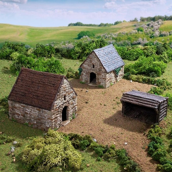 Small Rustic Barns DnD Terrain for Dungeons and Dragons, D&D, D and D, Miniature, Wargaming, Tabletop, Dungeon Master, Gifts