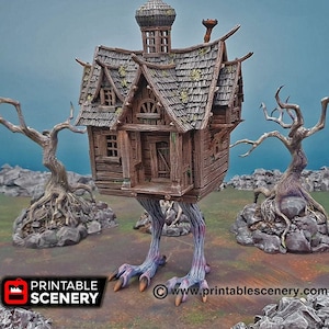 Baba Yaga’s Cottage DnD Miniature Terrain for Dungeons and Dragons, D&D, D and D, Wargaming, Tabletop, 28mm, Gifts