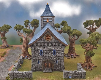 Chapel Church Modular Tiles DnD Miniature Terrain, Dungeons and Dragons, D&D, Pathfinder, Wargaming, Tabletop, 28mm, 32mm