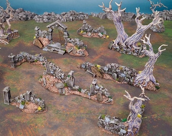 Shadowfey Hallowed Graveyard Walls DnD Miniature Terrain for Dungeons and Dragons, D&D, D and D, Wargaming, Tabletop, Wargaming, Gifts