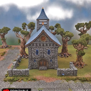 Chapel Church Modular Tiles DnD Miniature Terrain, Dungeons and Dragons, D&D, Pathfinder, Wargaming, Tabletop, 28mm, 32mm
