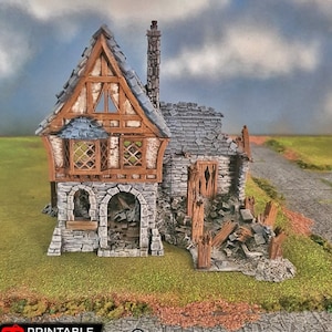Ruined Winterdale Tavern DnD Miniature Terrain for Dungeons and Dragons, D&D, Pathfinder, Scatter, Wargaming, 28mm, 32mm