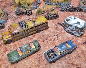 Abandoned Vehicles for Wasteworld Terrain, Gaslands, DnD, D&D, Dungeons and Dragons, Pathfinder, Star Wars Legion, 28mm, 20mm