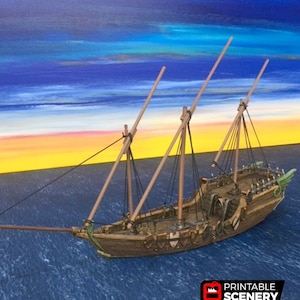 Sea Dhow Ship DnD Terreno para Mazmorras y Dragones Terreno, D&D, D y D, Conquistador, Miniatura, Regalos de Mazmorras y Dragones