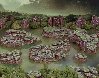 Gloaming Swamp Grotto Floors Set DnD Terrain, Dungeons and Dragons Terrain, D&D, D and D, Pathfinder, DnD Miniature Terrain