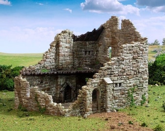 Ruined Norman Stone Manor DnD Terrain for Dungeons and Dragons, D&D, D and D, Miniature, Wargaming, Tabletop, Dungeon Master