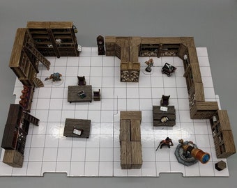 Library Modular Shelves Furniture DnD Miniature Terrain | Dungeons and Dragons, D&D, Wargaming, Pathfinder, 28mm, 32mm, 15mm