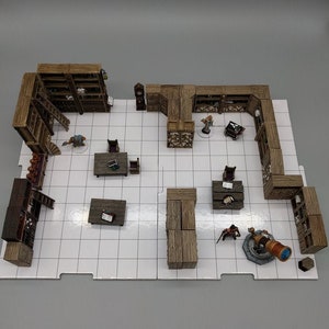 Bibliothek Modulare Regale Möbel DnD Miniatur Gelände | Dungeons und Drachen, D&D, Wargaming, Pathfinder, 28mm, 32mm, 15mm