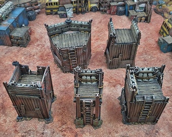 Junkfort Bastions for Wasteworld   Terrain, Gaslands, Post Apocalyptic, DnD, D&D, Dungeons and Dragons, 28mm 20mm