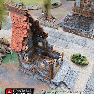 Ruined Small Cottage DnD Miniature Terrain for Dungeons and Dragons, D&D, Pathfinder, Wargaming, 28mm, 32mm, Table Top