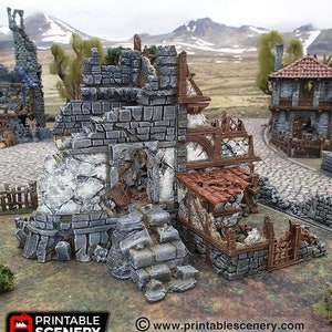 Ruined War Cottage DnD Miniature Terrain for Dungeons and Dragons, D&D, Pathfinder, Wargaming, 28mm, 32mm, Table Top